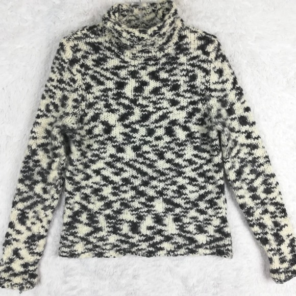 Vtg Gap Womens Sweater Wool Turtleneck Black Marled Off White Long Sleeve M‎ - Picture 1 of 9